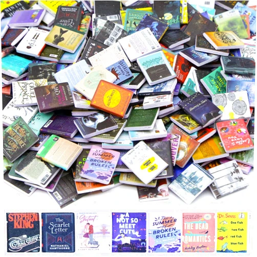 IAIHBBLY 150 Pcs Mini Books for Anxiety Bookshelf，Miniature Dollhouse Books Assorted Tiny Small Books Accessories for Mini House Decor Crafts Office Deskce, Desk