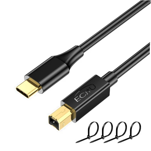 Ecjtu USB C Printer Cable 3FT(1 Pack), Type C Printer Cord, USB 2.0 B Male to C Male, Replacement Cable for Keyboards, Printers and Cameras, Compatible for HP, Canon, Dell, Epson, Lexmark, Xerox, Samsung