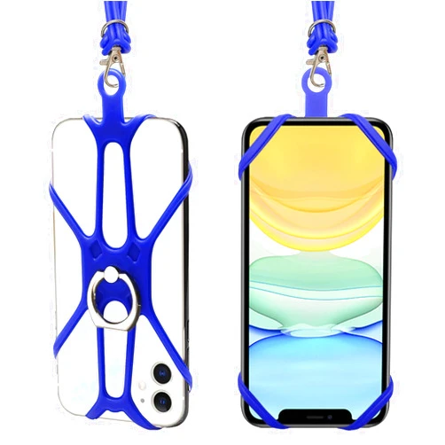 Kinizuxi 2 Packs Cell Phone Lanyard Holder Crossbody Neck Strap with Phone Ring Grip, Universal Smartphone Lanyard for iPhone Lanyards Around The Neck Compatible with Most Smartphones(Blue)