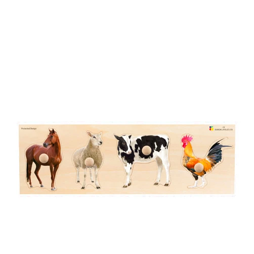 Edushape Doron Layeled by Edushape Giant Wooden Baby Puzzle Toy, Farm Animals Theme - Simple Baby Wooden Puzzles for Toddlers 1-3 to Enhance Child Development, Fine Motor Skills, Tactile Senses