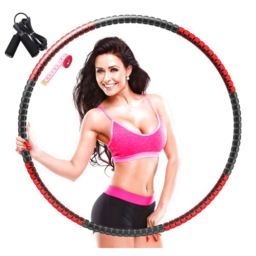 Kingjoy Weighted Fitness Hoop for Adults Kids Women for Exercise & Fitness Weight Loss, Hoola Hoops Plus Size, Weight Adjustable 2lb ~ 5lb, 8 Detachable Sections，Stainless Steel Core