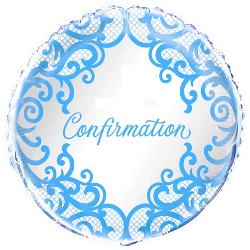 Unique Fancy Blue Cross Confirmation Round Foil Balloon - 18