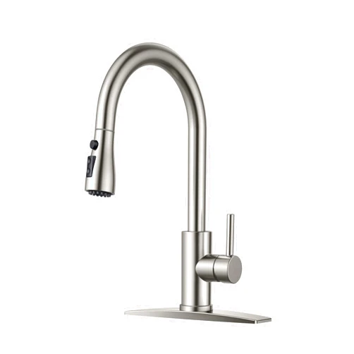 FORIOUS Kitchen Faucet with Pull Down Sprayer, Brushed Nickel, Bar High Arc Single Handle Traditional 3 Modes Stainless Steel Faucet for Kitchen Sink Farmhouse RV Laundry Camper