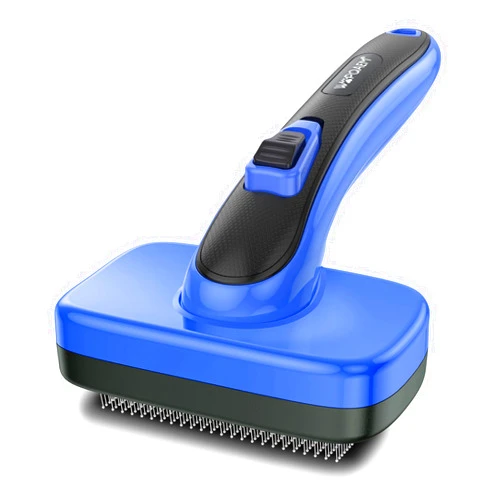 WOPQAEM Dogs Cats Self Cleaning Slicker Brush for Shedding & Grooming Any Breed of Pets, Removes Loose, Undercoat, Mats, Tangled Hair for Small Medium Large Animal With Long Short Fur Length, Blue