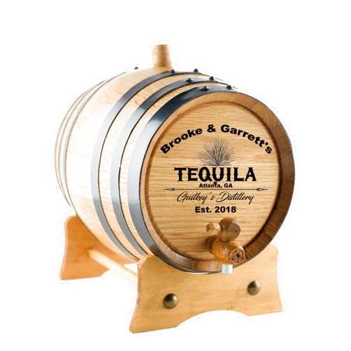 Sofia's Findings Personalized Tequila Oak Barrel | Custom Engraved American White Oak Aging Barrel - Age your own Tequila, Whiskey, Rum, Wine, Beer, Vinegar... (2 Liters)