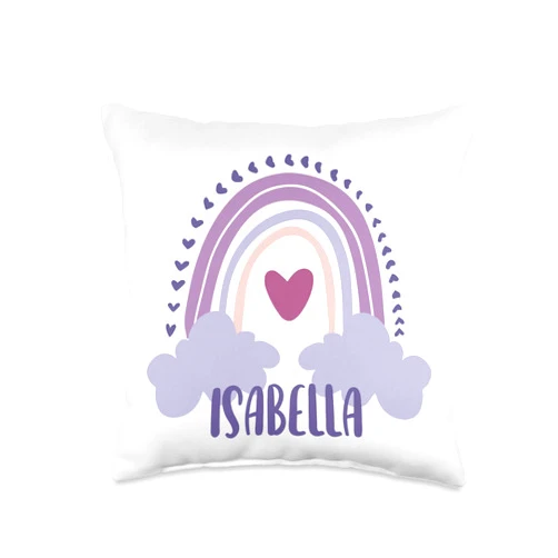 Cute Rainbow Name Designs Isabella Personalized Custom Name Rainbow Cute Colorful Throw Pillow