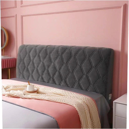 EFELIM Velvet Bed Headboard Cover Queen King Full Size, Quilted Headboard Slipcover Thicken Headboard Dustproof Protector Cover Soft Headboard Padded Cover (King:180cm(71