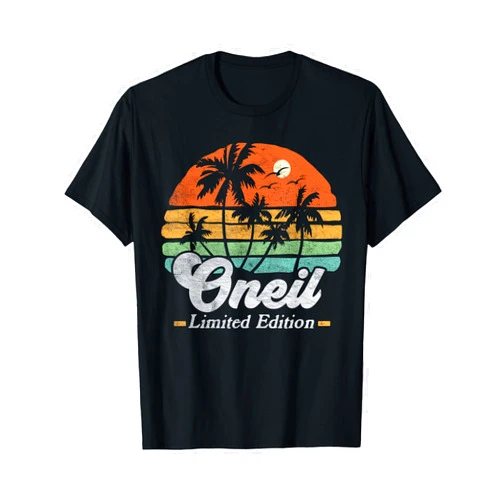 Oneil Last Name Reunion Summer Cousin Squad Crew Oneil Surname Funny Retro 90s Birthday Beach Family Vacation T-Shirt