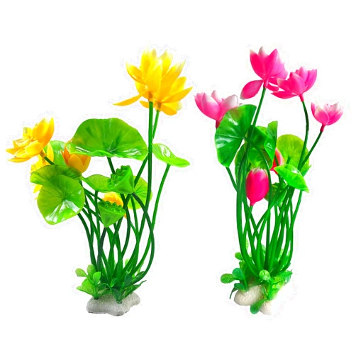 CICK SEED Artificial Lotus Flowers for Aquarium Fish Tank Plants Decorations, 2 Pack, 8.3