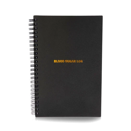 Miru Daily Blood Sugar Tracking Logbook, 120 Pages, Duarble Spiral Bound, Flexible Sturdy Cover., A5, Black