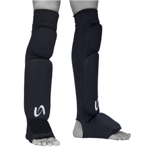 ULTIMATE FIGHT GEAR Ultimate - Cloth Shin Instep with Built-in Knee Pad - Karate MMA Boxing Muay Thai Training
