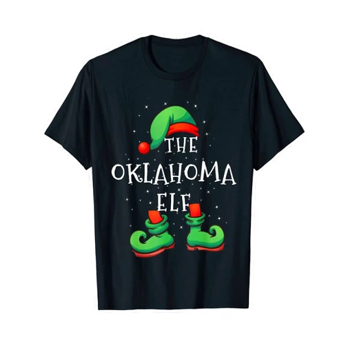 Funny Christmas Pajamas - Elf designs For Family Oklahoma Elf - Funny Matching Family Christmas Pajamas T-Shirt