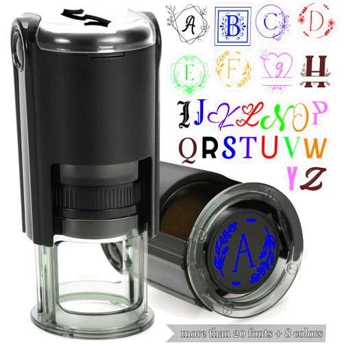 Idealiveny Custom Round Stamps Self Inking Initial Stamps Personalized Self-Inking Inspection Stamp Round Rubber Initial Signature Stamps - Up to 8 Colors - Up to Many Fonts(1 PCS)