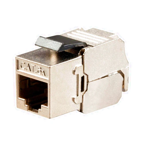 Monoprice Cat6A RJ-45 Keystone - Slim Type, 180-Degree, Shielded, Die Cast, Black - Entegrade Series