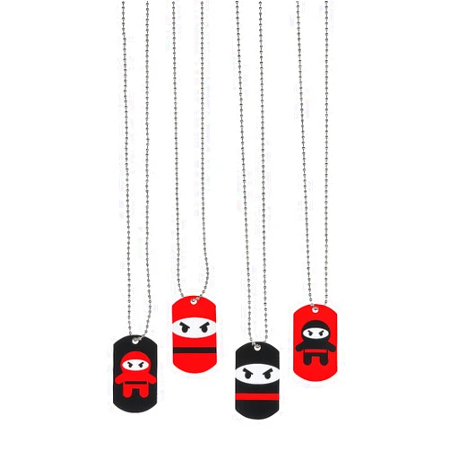 Fun Express Ninja Dog Tag Necklaces (set of 12) Birthday Party Favors and Supplies