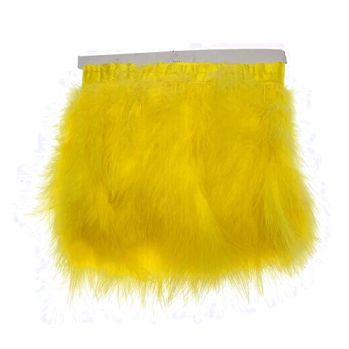 LONDGEN Turkey Marabou Hackle Feather Fringe Trims Craft Decorative Feathers Pack of 2Yards (Yellow)