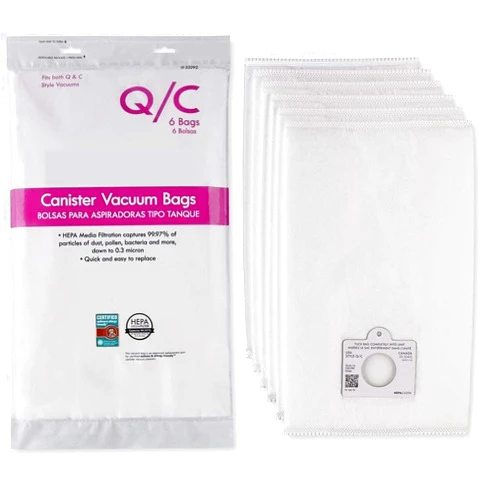 Casa Vacuums 6 Style Q/C 53292 Hepa Filtration Bags. Compatible with Kenmore Elite, Intuition, Progressive, 200 400 600 700 800 Series Canister Vacuum Cleaners. Replaces Part # 5055 50104 50557 50558 53291 (white)