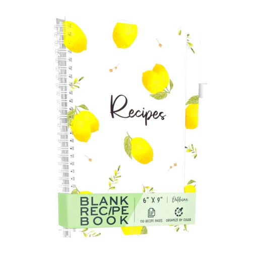 OUTSHINE 6 x9 Lemons Hardcover Recipe Binder, Blank Recipe Binder to Write in Your Own Recipes, Recipe Binder, Recipe Book Blank, Recipe Notebook, Cookbook Binder, Recipe Journal for Recipe Holder