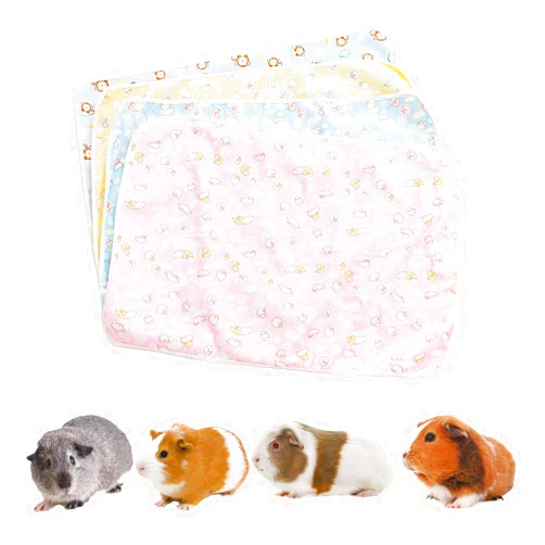 kathson 4 Pack Guinea Pig Cage Liner Hamster Cage Bedding Pad Reusable Pee Pads Super Absorbent Waterproof Food Mat for Small Animals