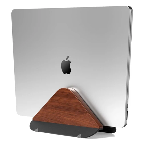 HEWYIOS Wood Vertical Laptop Stand, Desktop Space Saving, Suitable for MacBook, MacBook Pro, MacBook air and Other Laptops,Gravity Auto Locking Upright Laptop Holder for Desk (Wood)
