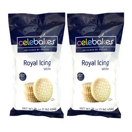 CK Products Celebakes by CK Products - White Royal Icing Mix, 16 oz, 2 Pack - Smooth & Versatile Icing for Cake Decorating, Cookies & More - Easy to Use, Professional Results - Trusted Baking Essential