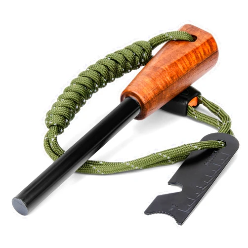 DONTRD Fire Starter Survival Tool - Handmade Wooden Handle 3/8