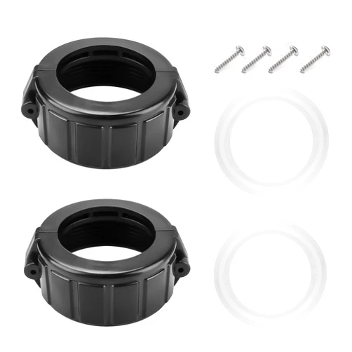 Alocs 2 inch Spa Hot Tub Heater Split Nut Unions with Screw and Heater Gasket/O-Rings Compatible with Balboa Heater Split Nut (Actual Size 3 Inch, Split Nut for 2 Inch Heater Assemblies), Black