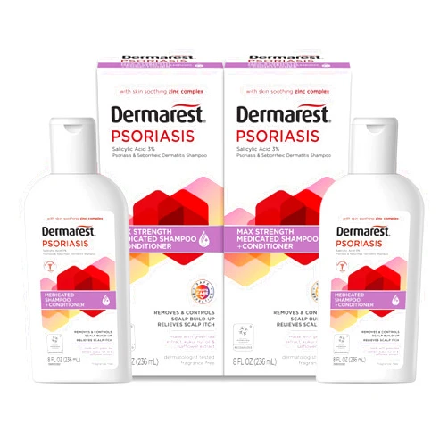 Dermarest Psoriasis Medicated Shampoo and Conditioner, Unscented, Dermatologist Tested, 8 ounces, (Pack of 2)
