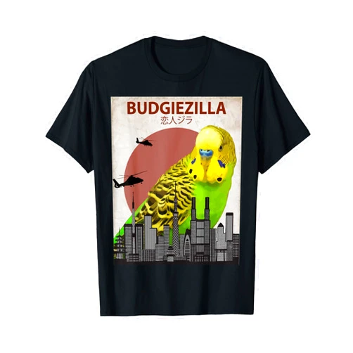 Parakeet Cute Animal Tee Shirts Budgiezilla | Budgie T-Shirt for Budgerigar Parakeet Lovers T-Shirt