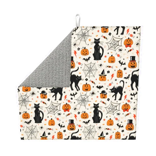 LCVEBGJ Halloween Pumpkin Spider Cat Bat Absorbent Dish Drying Mat For Kitchen Counter Reversible Drainer Mats 18