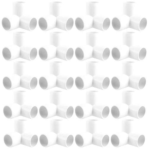 MUKCHAP 20 Pack 1 Inch 3 Way PVC Pipe Elbow, PVC Tee Fittings Pipe Connectors, SCH40 Furniture Grade, White1