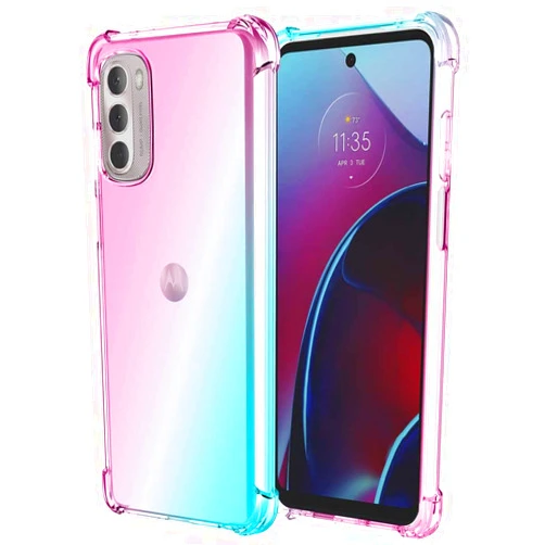 Lmposla for Moto G Stylus 5G 2022 Case, Shockproof Slim Ultra-Thin Flexible TPU Soft Silicone Airbag Anti-Drop Case Cover for Motorola Moto G Stylus 5G 2022 (Pink/Teal)