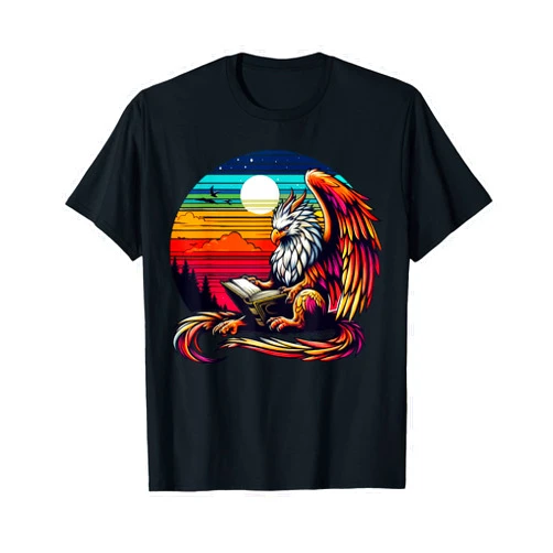 Reading lovers for Funny Vintage Animal pets lover Retro Vintage Griffin Sitting on Space, Legendary Griffin T-Shirt