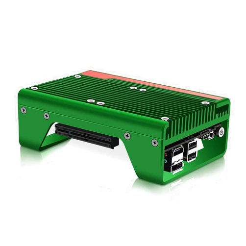 StoneStorm Fanless Mini PC Dual i226-V 2.5GbE Ports, N100 Firewall Micro Computer for DIY/3D Printing/Network Security, DDR5 RAM M.2 NVMe, Expandable PCI-e x8(PCle3.0 x4), Quadruple Display (Green, Barebone)