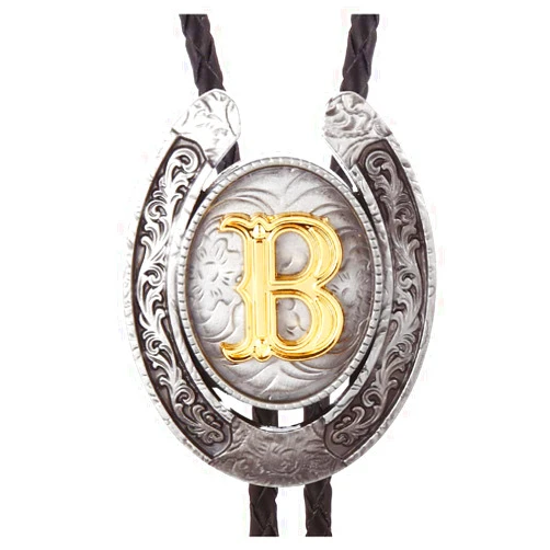 HUABOLA CALYN Vintage Bolo Tie for Men- Initial Letter ABCDMJR to Z Western Cowboy Bolo Tie for Women