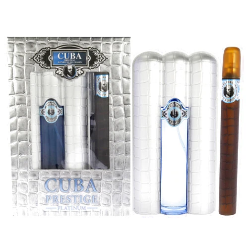 Cuba Prestige Platinum by Cuba for Men - 2 Pc Gift Set 3.4oz EDT Spray, 1.17oz EDT Spray