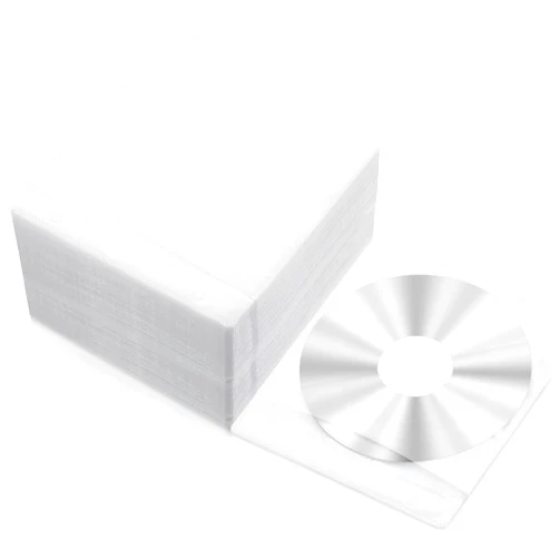 Harloon 200 Pieces CD DVD Sleeves Double Sided Refill Plastic Disc Sleeves for Blank Storage Binders Disc Holder for Protection Replacement(White)