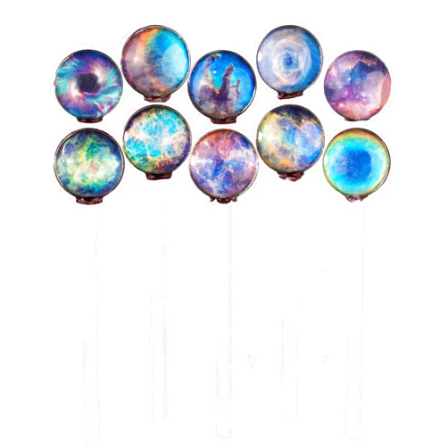 Sparko Sweets 10 Piece Big Bang Galaxy Lollipops Nebula Designs in Space Foil Gift Pack Large Sphere, Handcrafted in USA, 1.5 Pound