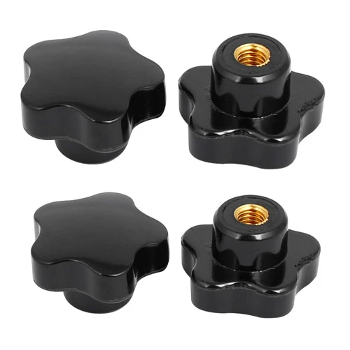 Aexit M8x40mm Plastic Knobs & Hand Wheels Female Thread Star Head Screw On Type Clamping Knobs Star Knobs Grips 4pcs