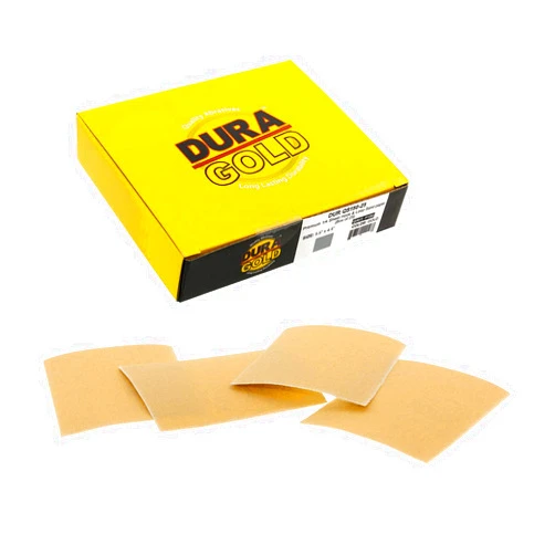 Dura-Gold Premium 1/4 Sheet Gold Sandpaper Sheets, 150 Grit (Box of 25) - 4.5