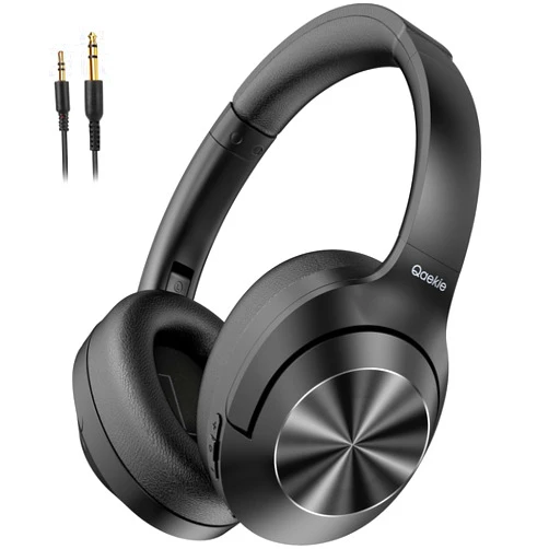 Qaekie Active Noise Cancelling Headphones - 80H Playtime Wireless Over Ear Bluetooth Headphones Deep Bass, Noise Canceling Wireless Headphones with Mic, HiFi Audio for Adults Travel/Home/Office