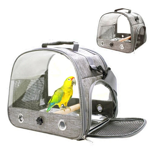 Autokcan Bird Carrier with Perch Parakeet Travel Carrier Bag Portable Bird Backpack Carrier with Plat Breathable Bird Carrier Travel Cage for Small Pets