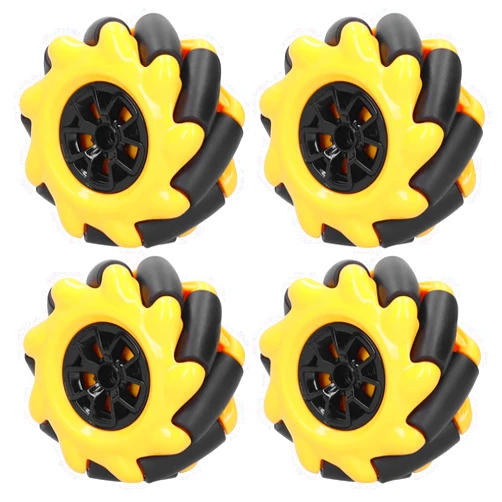 POCREATION Yellow 60mm High Hideness Mecanum Wheel Omni-Directional Wheel TT Motor Hubs/ Connector for Robot Car Kit DIY STEM Toy Parts((2 Pair)), Industrial Robots and Accessories