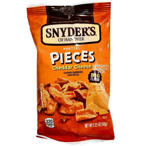 Snyder's of Hanover Pretzel Pieces, Cheddar Cheese, 2.25 oz Pack of 12