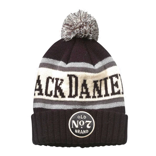 AMERICAN NEEDLE Jack Daniels Whiskey Pillow Line Knit Beanie, Black/Ivory/Cool Grey (23012A-JACKD-BKIVCG)
