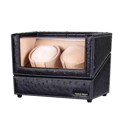 TRIPLE TREE Watch Winders for Automatic Watches, Unique Leather Automatic Winder with Double Flexible Plush Universal Pillow for Lady and Man Watch
