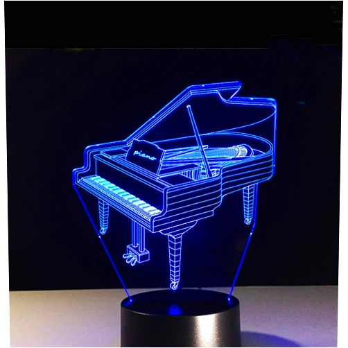 AZIMOM 3D Lamp Illusion Piano Night Light Decor 16Colors Changing Smart Touch Remote Control Optical Illusion Bedside Lamps Bedroom Home Decoration for Kids Boys & Girls Women Birthday Gifts