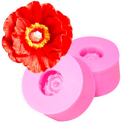 Fogilas 2PCS 3D Flower Fondant Molds Chocolate Molds Silicone Purty Flower Resin Molds Candle Making Tools Fondant Sugarcraft Cake Molds