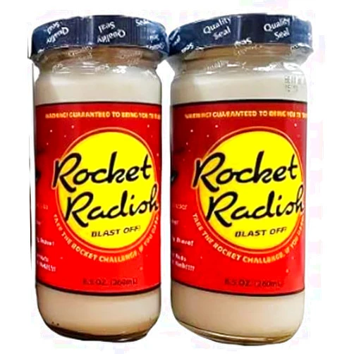 Deli Direct Rocket Radish 2-Pack Extra Hot Horseradish - 100% Pure, Freshly Prepared & Grated, Vegan, Perfect for Passover (8.5oz, 2 Pack)