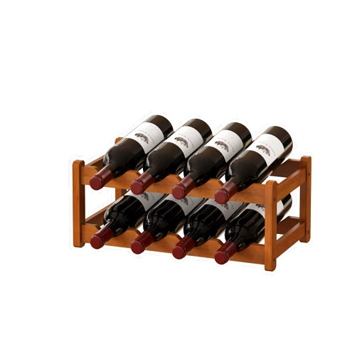 BMOSU Bamboo Wine Rack Wine Storage Cabinet Shelf 8 Bottle Wine Racks Countertop Sturdy for Kitchen Dining Room Pantry - 2 Tiers Wine Rack(Brown)